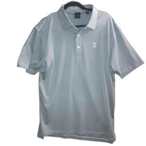 Dunning Golf Polo Men’s Large Short Sleeve Blue & Black‎ Stripe Dri Fit 1901